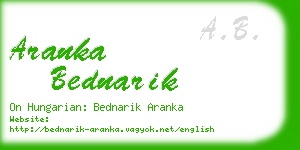 aranka bednarik business card